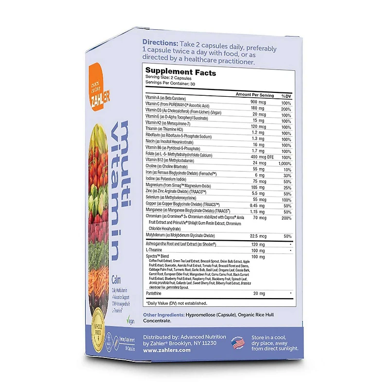 Multivitamin Calm Daily + Relaxation Support - 60 Capsules (30 Servings)