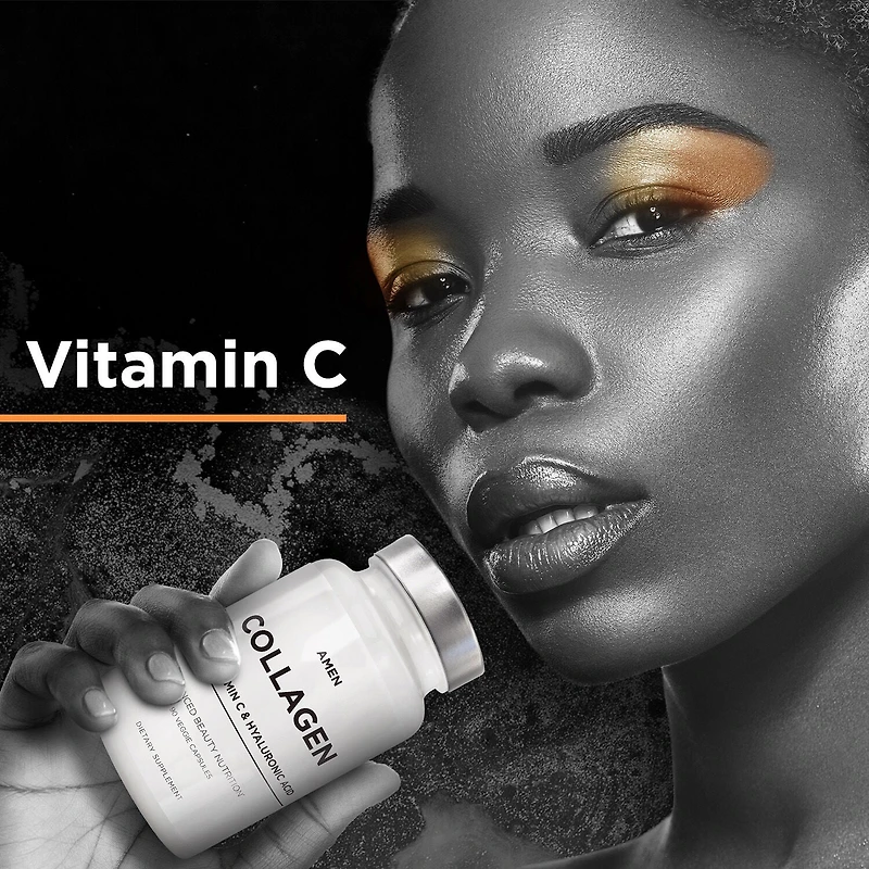 Amen Collagen Hydrolyzed Multi Collagen Peptides + Vitamin C - 90 Veggie Capsules (30 Servings)