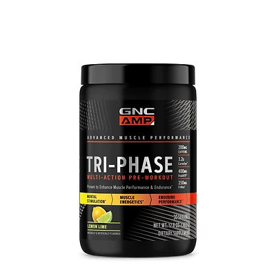 GNC AMP Tri-Phase Multi-Action Pre-Workout - Lemon Lime (30 Servings)