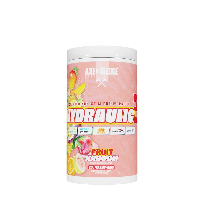 Axe & Sledge Supplements Hydraulic 2 Non-Stim Pre-Workout - Fruit Kaboom (40 Servings)