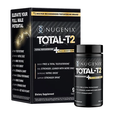 Nugenix Total-T2 Total Testosterone + N.o. Boost Formula, 90 Capsules