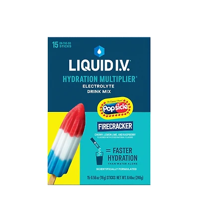 Liquid I.V. Hydration Multiplier Drink Mix Vegan - Popsicle Firecracker (15 Stick Packs)