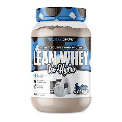 MuscleSport Lean Whey Iso-Hydro Protein - Cookies & Cream (26 Servings)