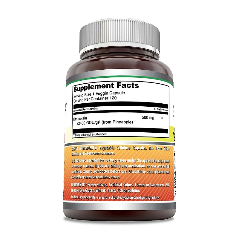 Bromelain 500mg - 120 Veggie Capsules (120 Servings)
