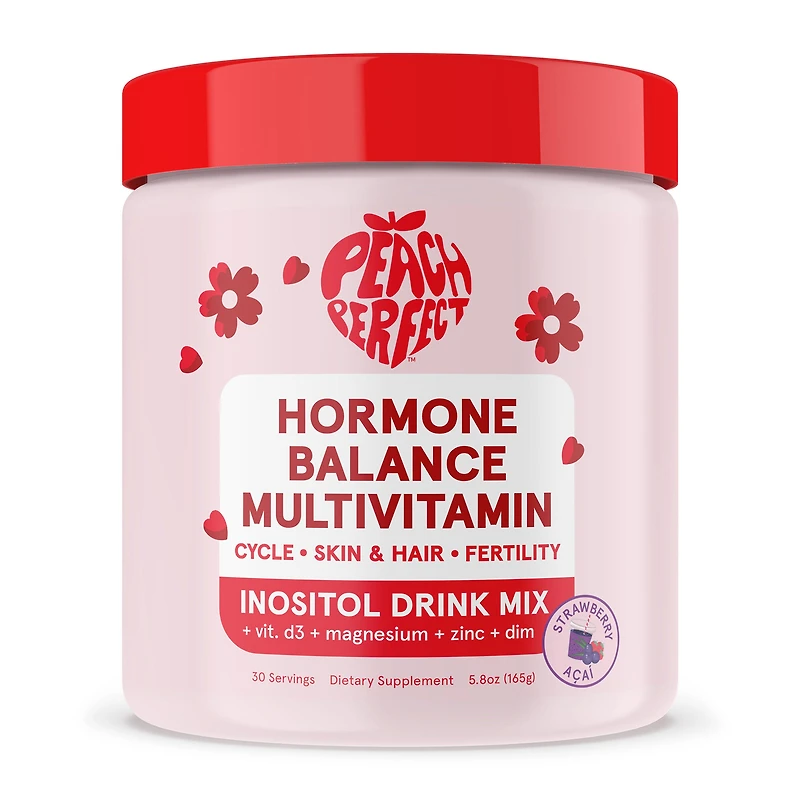 Peach Perfect Inositol Multivitamin Powder Healthy - Strawberry Acai 4.75 Oz (30 Servings)