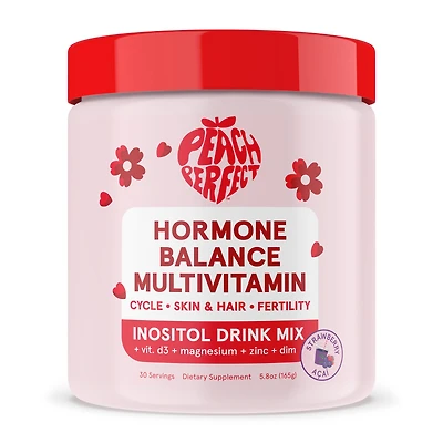 Peach Perfect Inositol Multivitamin Powder Healthy - Strawberry Acai 4.75 Oz (30 Servings)