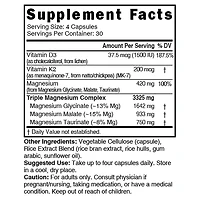 D3 & K2 Triple Magnesium - 120 Vegan Capsules (30 Servings)