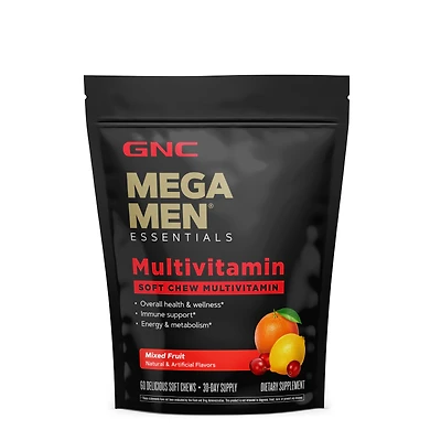GNC Mega Men Soft Chew Multivitamin Healthy - Mixed Fruit 60 Chews (30 Servings)