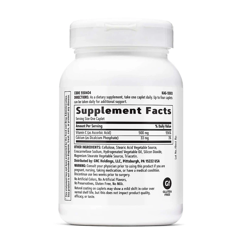 Vitamin C 500 mg - 180 Caplets (180 Servings)