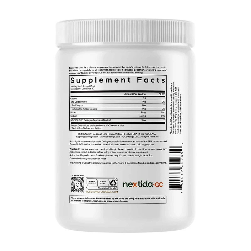 GLP-1 Collagen Peptides - Unflavored - 10.58 oz (30 Servings)