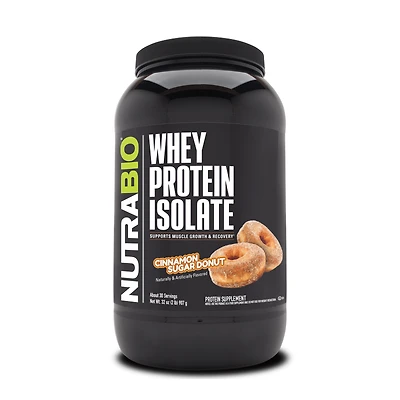NutraBio Whey Protein Isolate - Cinnamon Sugar Donut (30 Servings) 2 lbs.