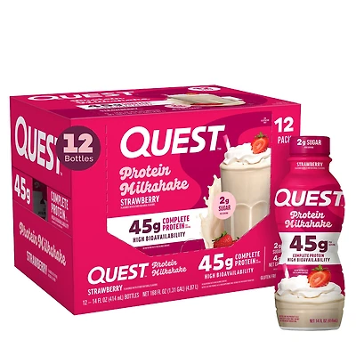 Quest Protein Milkshake Rtd - Strawberry 14 Fl Oz (12 Bottles)