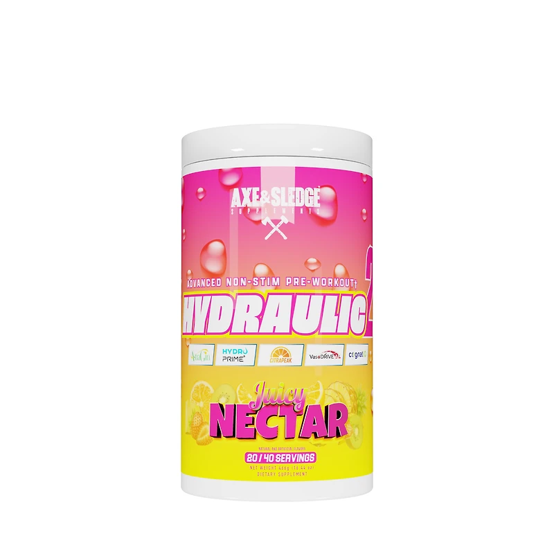 Axe & Sledge Supplements Hydraulic 2 Non-Stim Pre-Workout - Juicy Nectar (40 Servings)