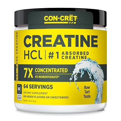 CON-CRET Creatine Hcl Powder - Unflavored (64 Servings)