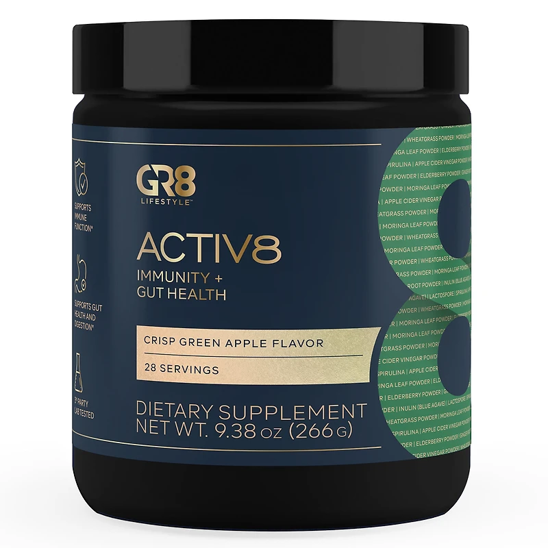 GR8 Lifestyle Activ8 Immunity + Gut Health Healthy - Crisp Green Apple (28 Servings)