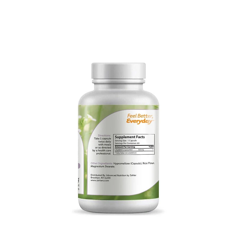 L-Lysine 500mg - 60 Capsules (60 Servings)
