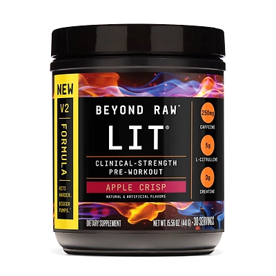 Beyond Raw Lit V2 Pre-Workout - Apple Crisp (30 Servings) Zero Sugar