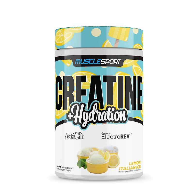 MuscleSport Creatine and Hydration - Lemon Italian Ice (60 Servings)