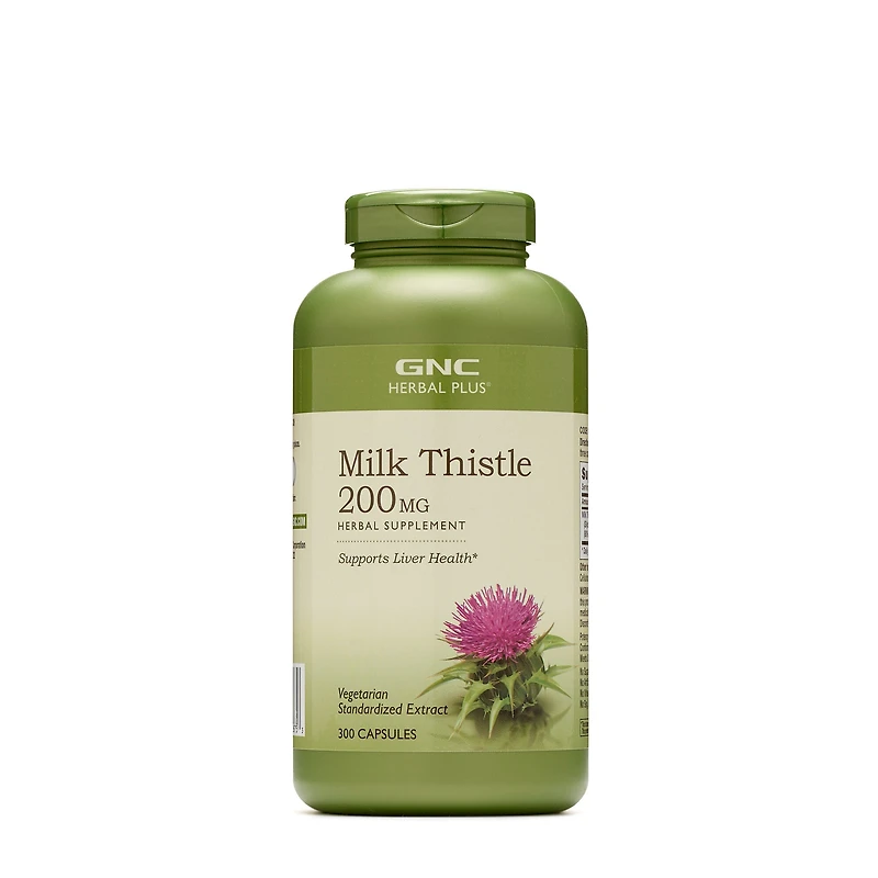 GNC Herbal Plus Milk Thistle 200Mg Healthy - 300 Capsules (300 Servings)