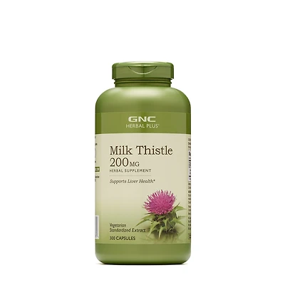 GNC Herbal Plus Milk Thistle 200Mg Healthy - 300 Capsules (300 Servings)