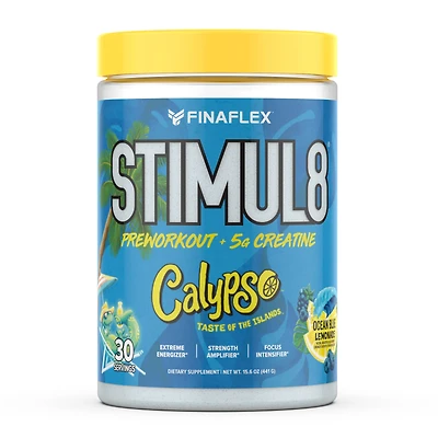FINAFLEX Stimul8 Pre-Workout + Creatine - Calypso Ocean Blue Lemonade (30 Servings)