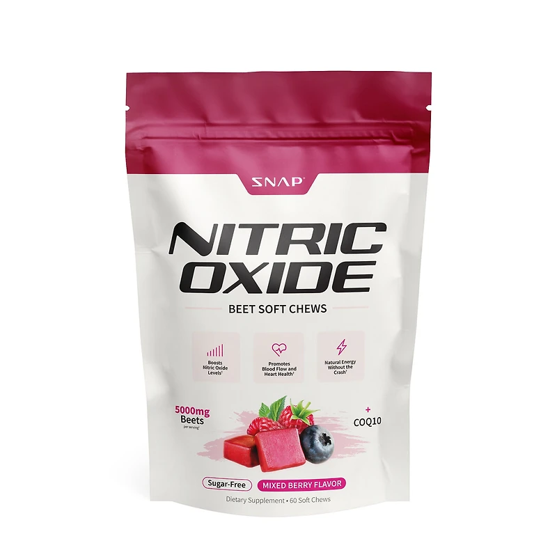 SNAP Supplements Nitric Oxide Beet Soft Chews Vegan - Mixed Berry 60 (30 Servings)