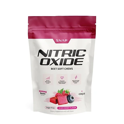 SNAP Supplements Nitric Oxide Beet Soft Chews Vegan - Mixed Berry 60 (30 Servings)