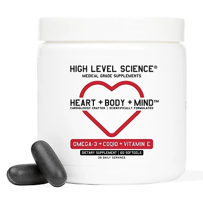 High Level Science Omega-3 + Coq10 Vitamin E Dietary Supplement (30 Servings)