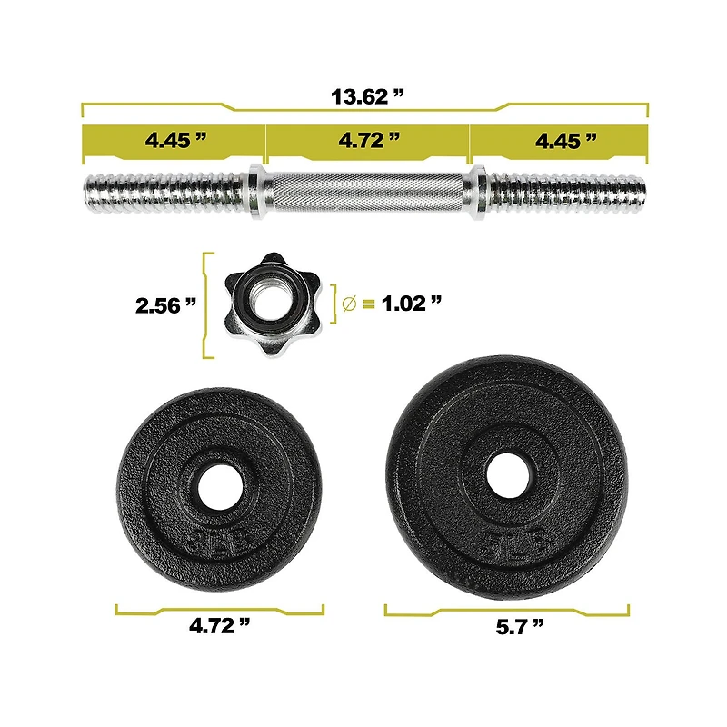 40lb Cast Iron Adjustable Dumbbell Set
