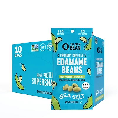 The Only Bean Crunchy Roasted Edamame Beans Vegan - Sea Salt (10 Bags)