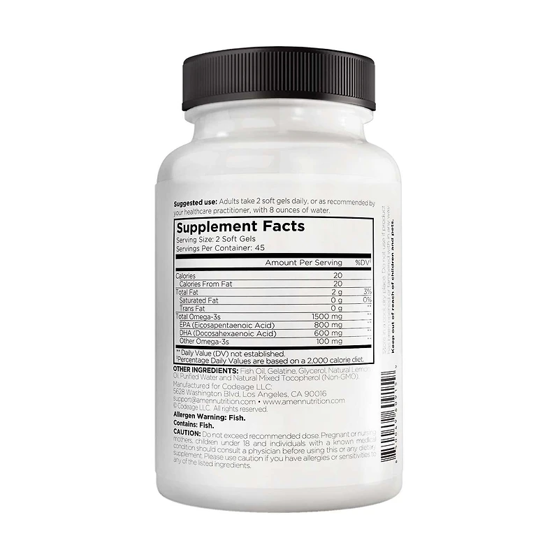 AMEN - Omega-3 1500mg - 90 Softgels (45 Servings)