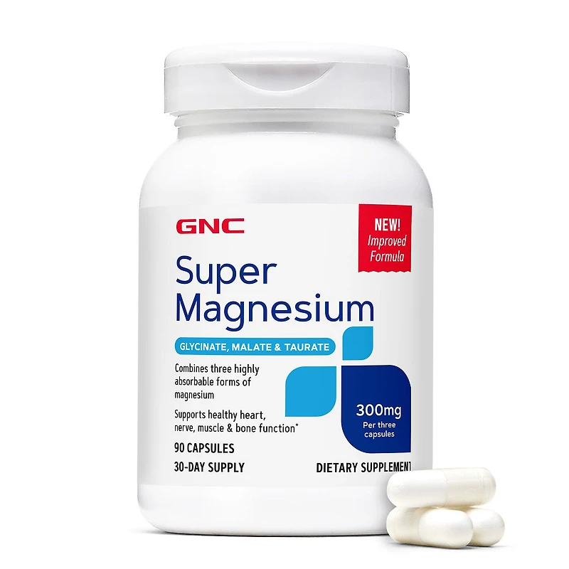 GNC Super Magnesium 300Mg Healthy - 90 Capsules (30 Servings)
