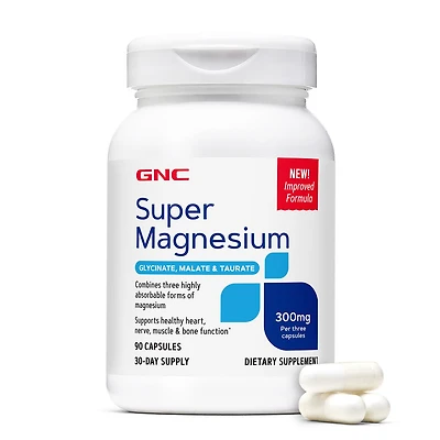 GNC Super Magnesium 300Mg Healthy - 90 Capsules (30 Servings)