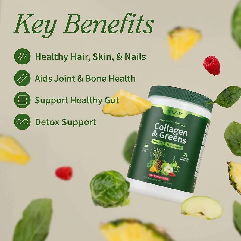 Collagen Peptides + Super Greens Dietary Supplement - 11.34 oz. (30 Servings)