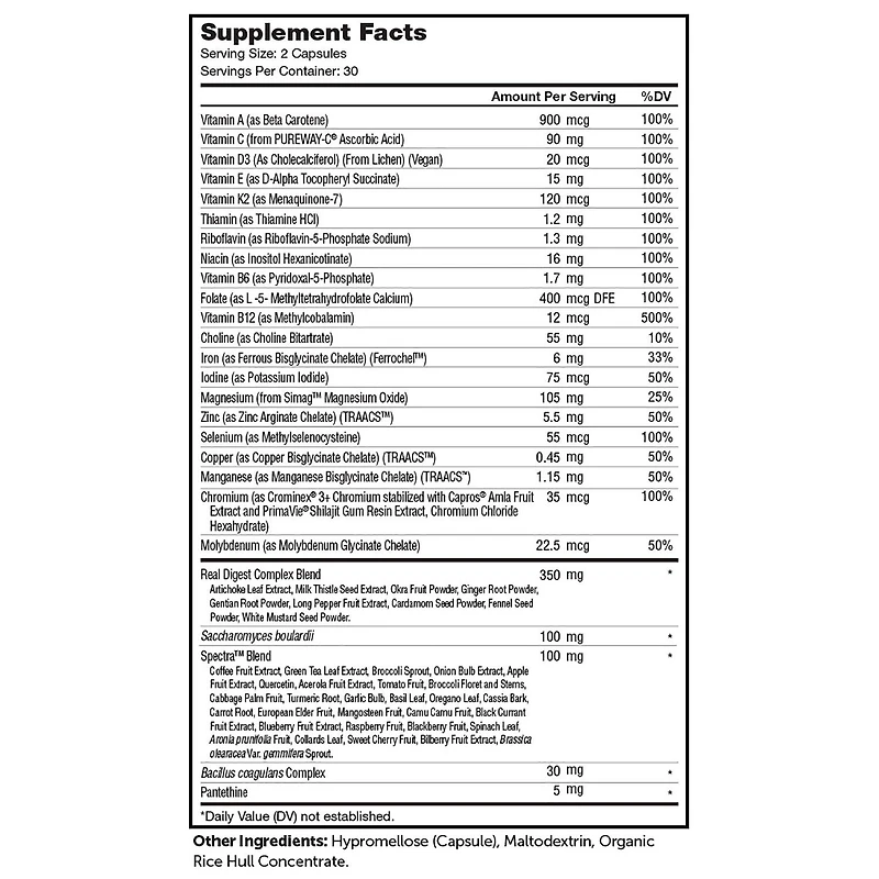 Multi Vitamin Digestion - 60 Capsules (30 Servings)
