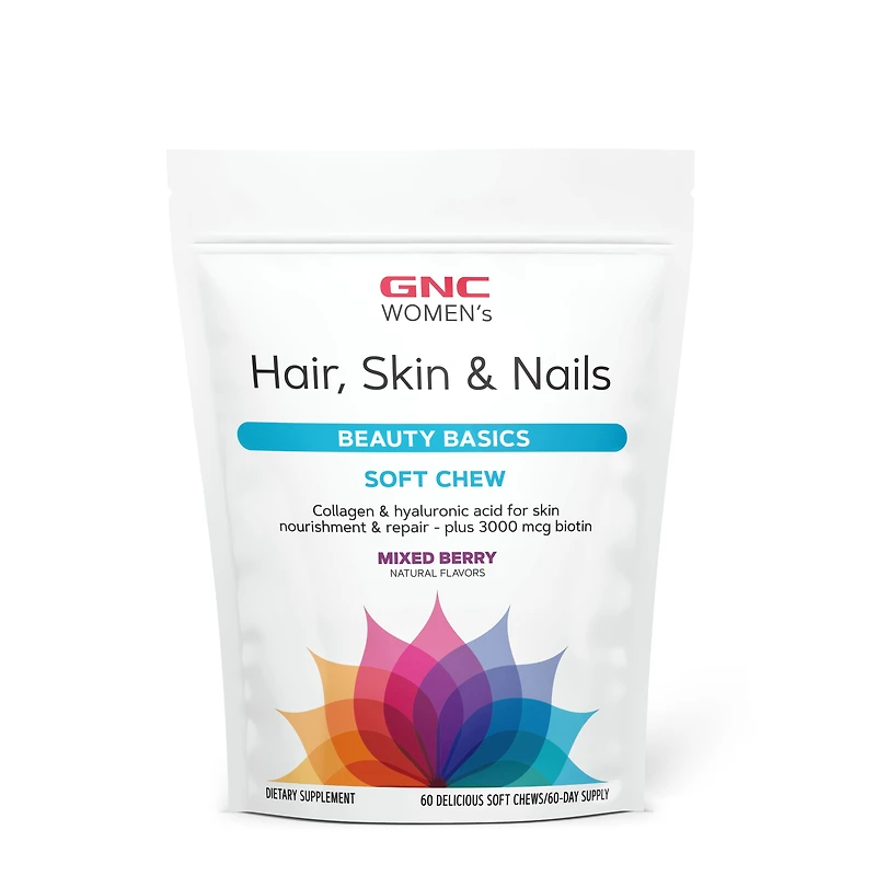 GNC Women's Hair Healthy - Skin and Nails Mixed Berry 60 Soft Chews (60 Servings)