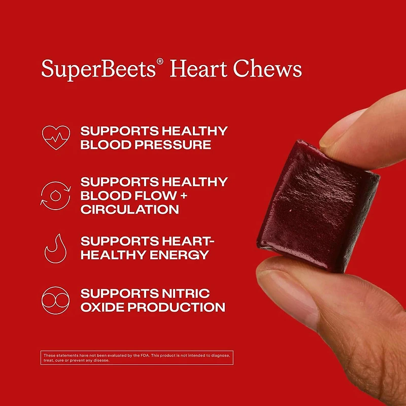 SuperBeets® Heart Chews - Pomegranate Berry - 60 Chews (30 Servings)