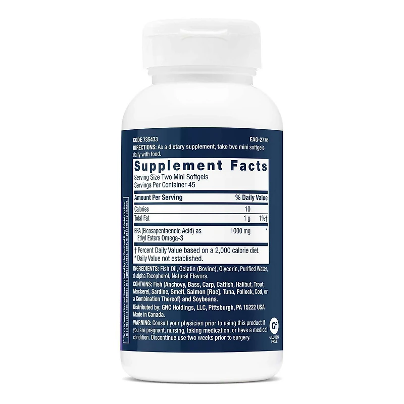 Triple Strength EPA 1000mg - 90 Mini Softgels (45 Servings)