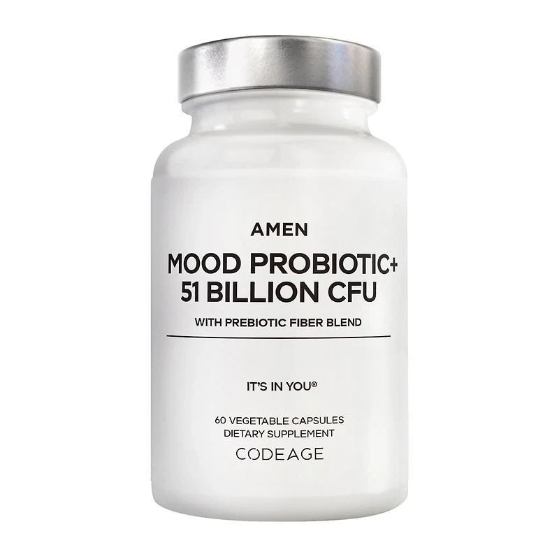 Codeage Amen Mood Probiotic 51 Billion Cfu + Prebiotics Healthy - 60 Capsules (30 Servings)
