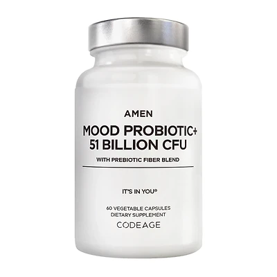 Codeage Amen Mood Probiotic 51 Billion Cfu + Prebiotics Healthy - 60 Capsules (30 Servings)