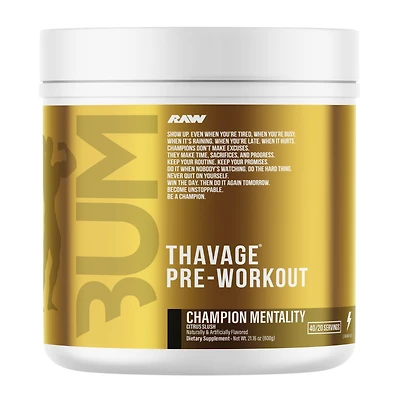 Raw Nutrition Champion Mentality: Thavage Pre-Workout - Citrus Slush (40 Servings)