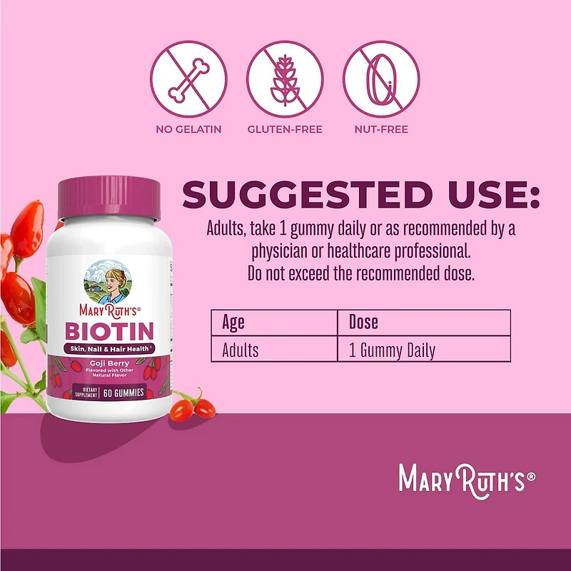 Biotin Gummies - Goji Berry - 60 Gummies (60 Servings)
