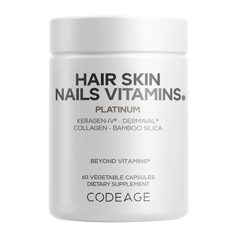 Hair Skin Nails Vitamins - Platinum - 60 Vegetable Capsules (30 Servings)