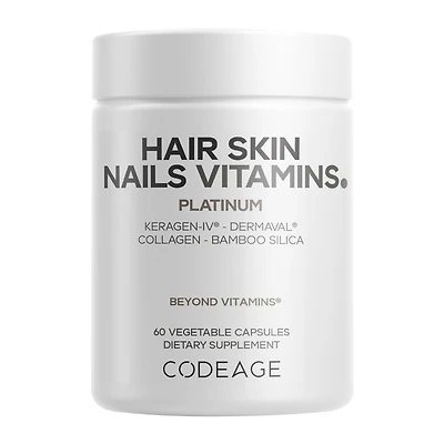 Hair Skin Nails Vitamins - Platinum - 60 Vegetable Capsules (30 Servings)