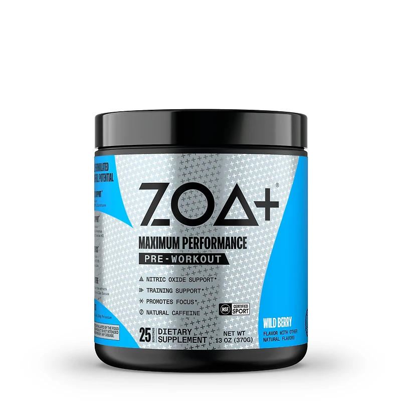 ZOA Maximum Performance Pre-Workout - Wild Berry (25 Servings) Zero Sugar