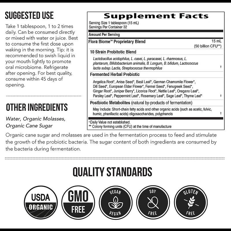 Flora Biome 3-in-1 Live Probiotic - 16 fl oz (32 Servings)