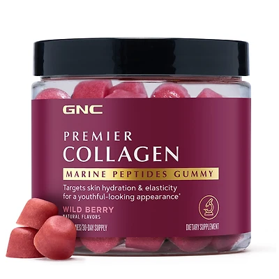 GNC Premier Collagen Marine Peptides Gummy - Wild Berry 90 Gummies (30 Servings)