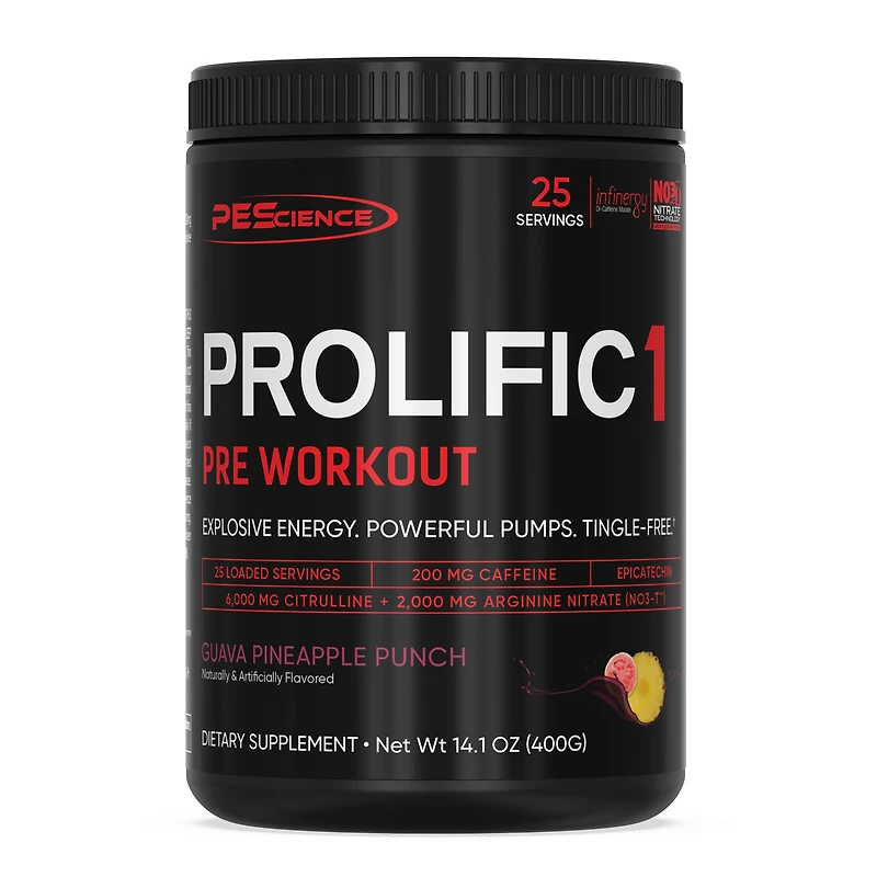 PEScience Prolific 1 Pre-Workout - Guava Pineapple Punch (25 Servings)