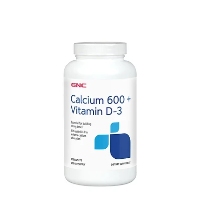 GNC Calcium 600 Plus Vitamin D3 Healthy - 225 Caplets (225 Servings)