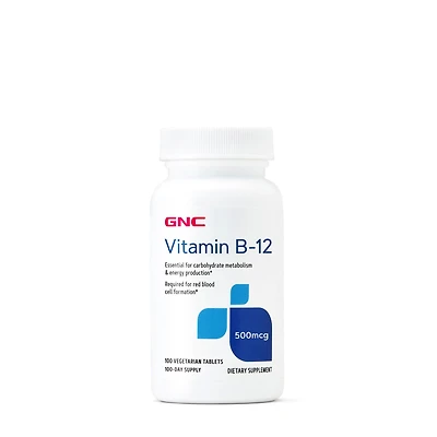 GNC Vitamin B-12 500 Mcg - 100 Tablets (100 Servings) Vegetarian